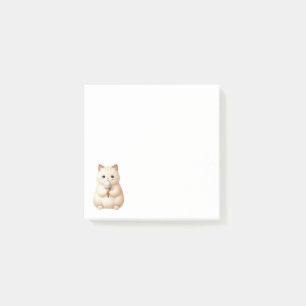 Minimalist Tan Beige Cute Cat with Ice Cream Cone Post-it Notes
