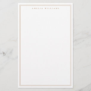 Minimalist Tan Monogram Two Border Stationery