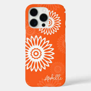 Minimalist tangerine orange daisy floral Name  iPhone 16 Pro Case