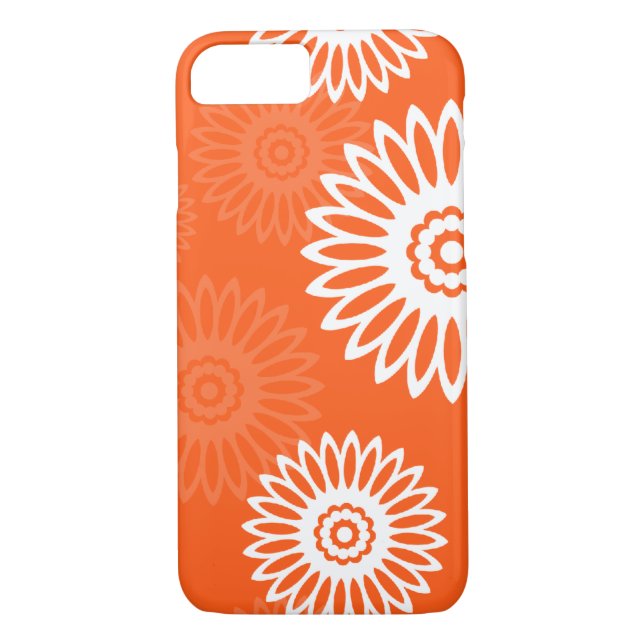 Minimalist tangerine orange daisy floral pattern Case-Mate iPhone case (Back)