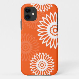 Minimalist tangerine orange daisy floral pattern iPhone 11 case