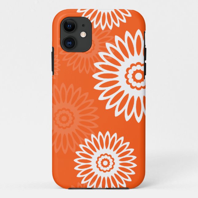 Minimalist tangerine orange daisy floral pattern Case-Mate iPhone case (Back)