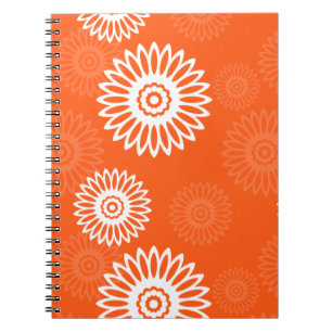 Minimalist tangerine orange daisy floral pattern notebook
