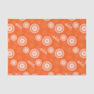 Minimalist tangerine orange daisy floral pattern tissue paper