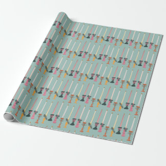 Minimalist Tapered Candles Light Blue Wrapping Pap Paper