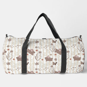Minimalist Taupe and Brown Bunny Duffle Bag