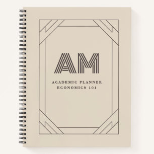 Minimalist Taupe Beige Geometric Custom Monogram Notebook