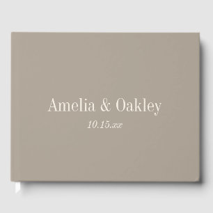 Minimalist Taupe Brown Elegant Wedding Custom Guest Book