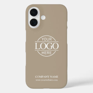 Minimalist Taupe Promotional Company Business Logo iPhone 16 Case
