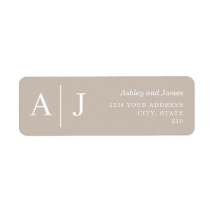 Minimalist Taupe Wedding Return Address Label