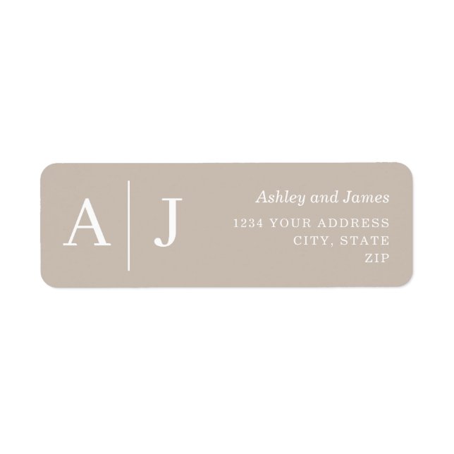 Minimalist Taupe Wedding Return Address Label (Front)