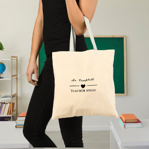 Minimalist Teacher Name Tote Bag 