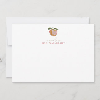 Minimalist Teacher Red Apple Fall Personalized Card