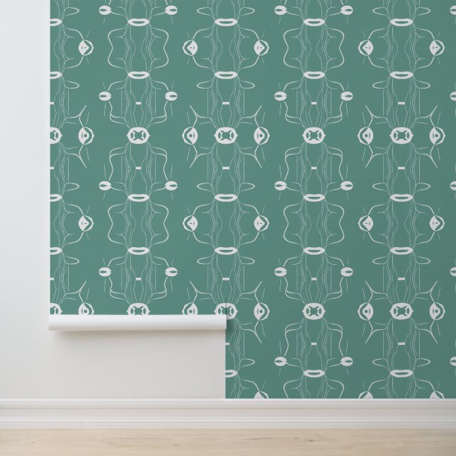 Minimalist Teal and White Abstract Pattern Wallpaper (Application)