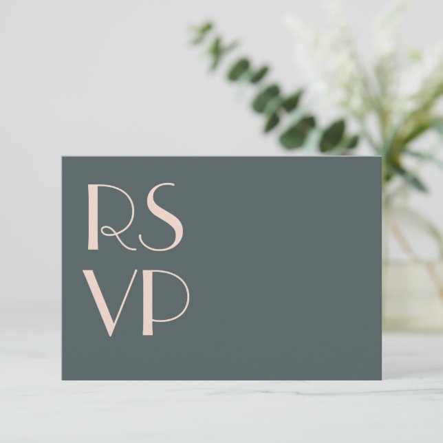 Minimalist Teal Art Deco Wedding RSVP QR Code  (Standing Front)