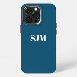 Minimalist teal blue Custom monogram name solid iPhone 13 Pro Case