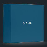 Minimalist teal blue custom name monogram solid binder<br><div class="desc">Minimalist teal blue custom name text initials or monogram solid plain simple modern elegant 3 ring binder.
Fully customizable white text,  solid plain teal blue background.
Great for school,  portfolio,  office,  photo album or recipe cookbook</div>