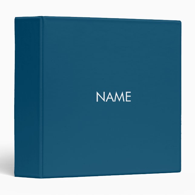 Minimalist teal blue custom name monogram solid binder (Front/Spine)