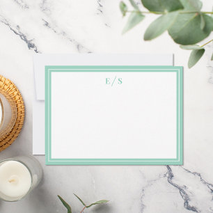 Minimalist Teal Border Monogram Card