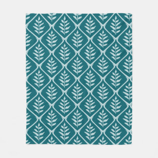 Minimalist Teal Botanical Fleece Blanket
