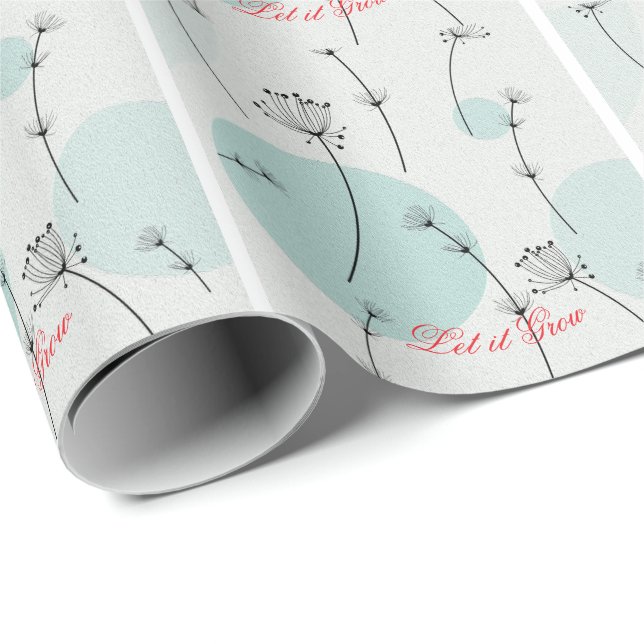  Minimalist Teal Dandelion Seed Wrapping Paper (Roll Corner)