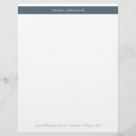 Minimalist Teal Grey Simple Stripe Name Address Letterhead<br><div class="desc">Professional Minimalist Modern Teal Grey Simple Stripe Name Address for office or private use.</div>