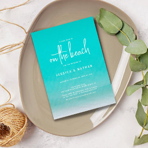 Minimalist Teal Summer On The Beach Wedding Invitation