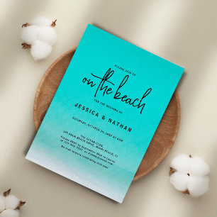 Minimalist Teal Summer On The Beach Wedding Invitation