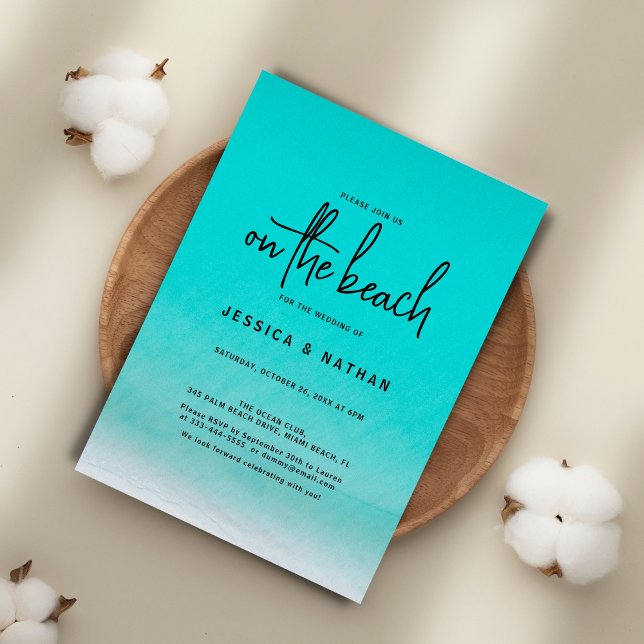 Minimalist Teal Summer On The Beach Wedding       Invitation (Creator Uploaded)