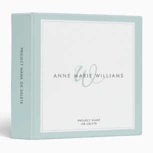 Minimalist Teal Two Border Monogram Binder