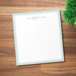 Minimalist Teal Two Border Monogram Notepad