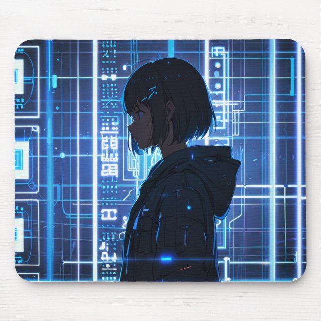 Minimalist Tech Circuitboard Anime Mousepad (Front)