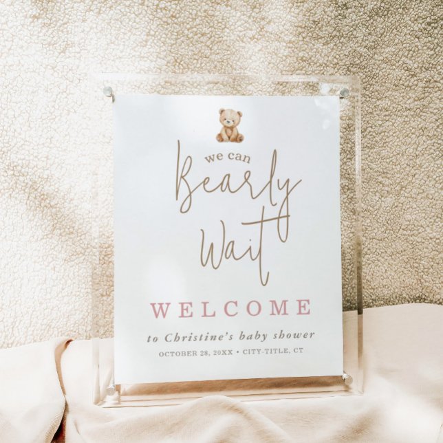 Minimalist Teddy Bear Baby Shower Welcome Poster (Creator Uploaded)