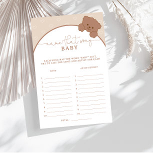 Minimalist Teddy Bear That Song Baby Shower Game