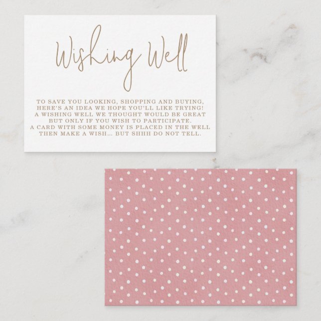 Minimalist Teddy Bear Wishing Well Baby Shower  Enclosure Card (Front/Back)