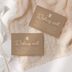Minimalist Teddy Bear Wishing Well Baby Shower Enclosure Card