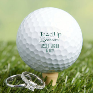 Minimalist Tee'd Up Forever Custom Wedding Favour Golf Balls