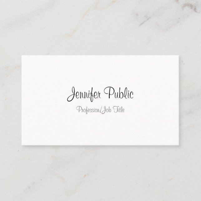 Minimalist Template Handwritten Script Text Modern Business Card (Front)