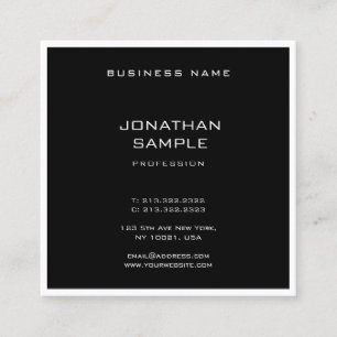 Minimalist Template Modern Clean Elegant Black Top Square Business Card