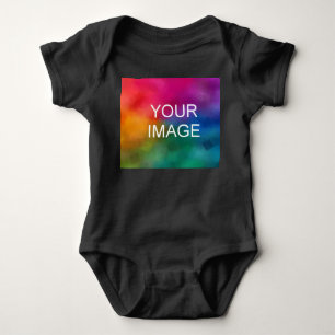 Minimalist Template Upload Your Own Photo to Black Baby Bodysuit