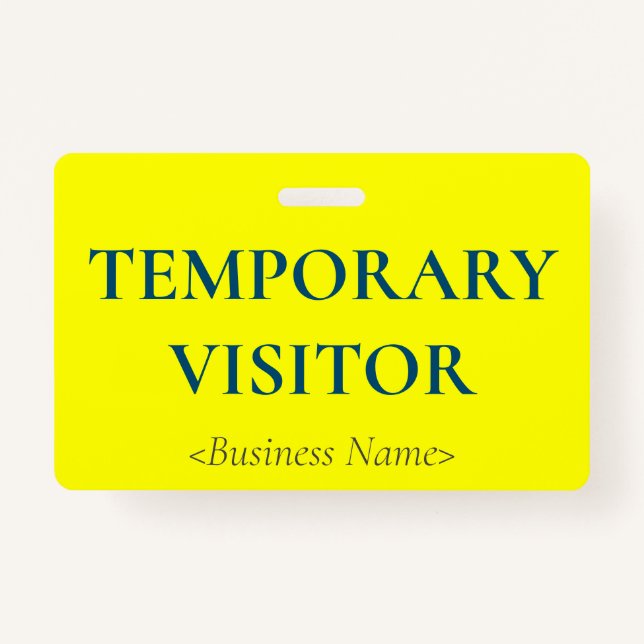 Minimalist "TEMPORARY VISITOR" Badge (Front)