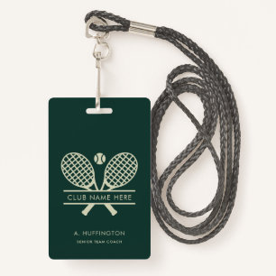 Minimalist Tennis Club Name Employee ID Custom Badge