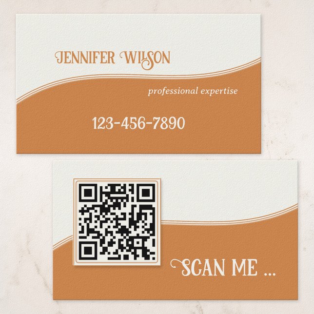 Minimalist Terra Cotta QR Code Business Card (Creator Uploaded)
