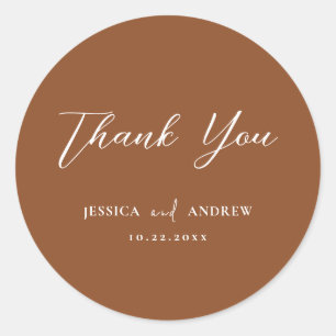 Minimalist Terra Cotta & White Simple Wedding Classic Round Sticker