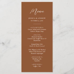 Minimalist Terra Cotta & White Simple Wedding Menu