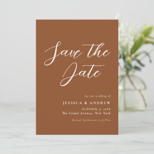 Minimalist Terra Cotta & White Simple Wedding Save The Date