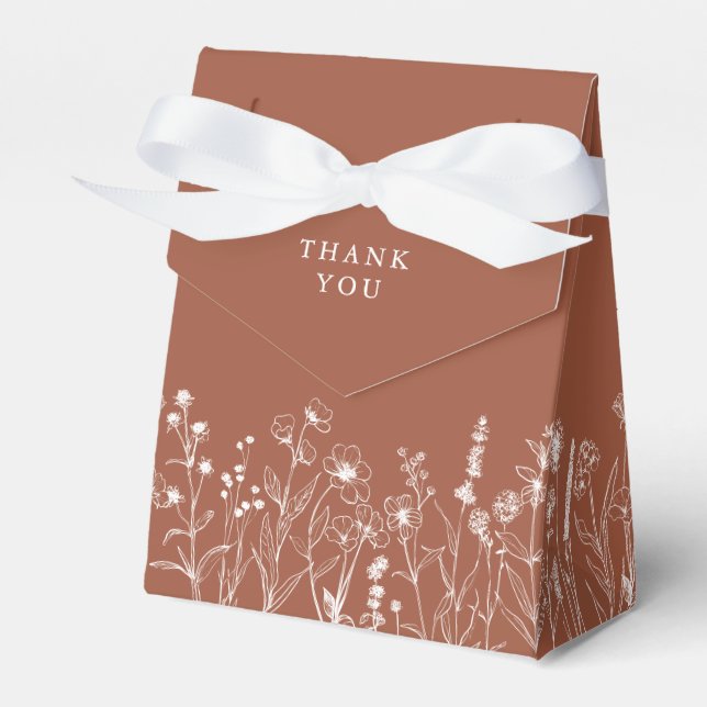 Minimalist Terracota  Wildflower Bridal Shower     Favor Box (Front Side)