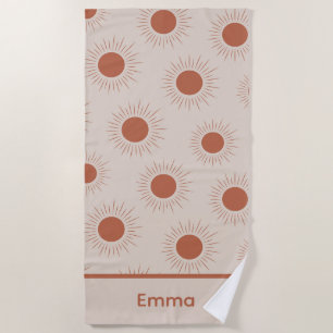 Minimalist Terracotta Abstract Boho sun custom Beach Towel