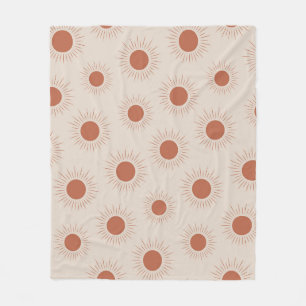 Minimalist Terracotta Abstract Boho sun pattern    Fleece Blanket
