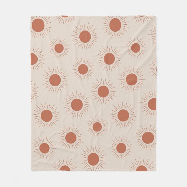 Minimalist Terracotta Abstract Boho sun pattern    Fleece Blanket (Front)